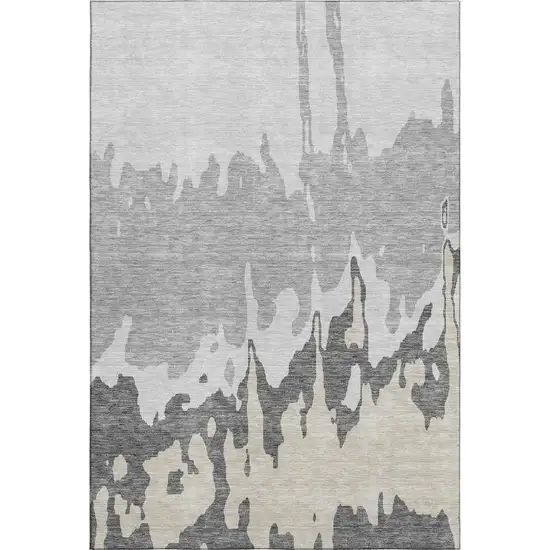 Gray And Silver Abstract Washable Area Rug With UV Protection Photo 1