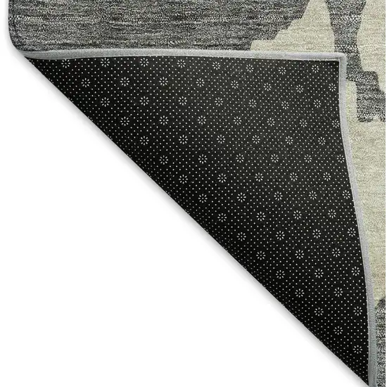 Gray And Silver Abstract Washable Area Rug With UV Protection Photo 6