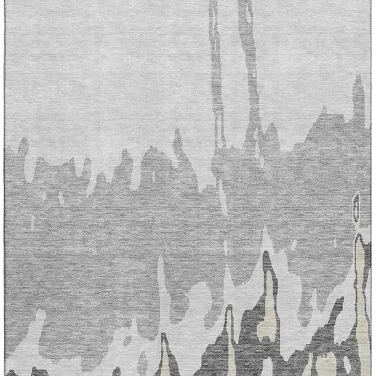 Gray And Silver Abstract Washable Area Rug With UV Protection Photo 3
