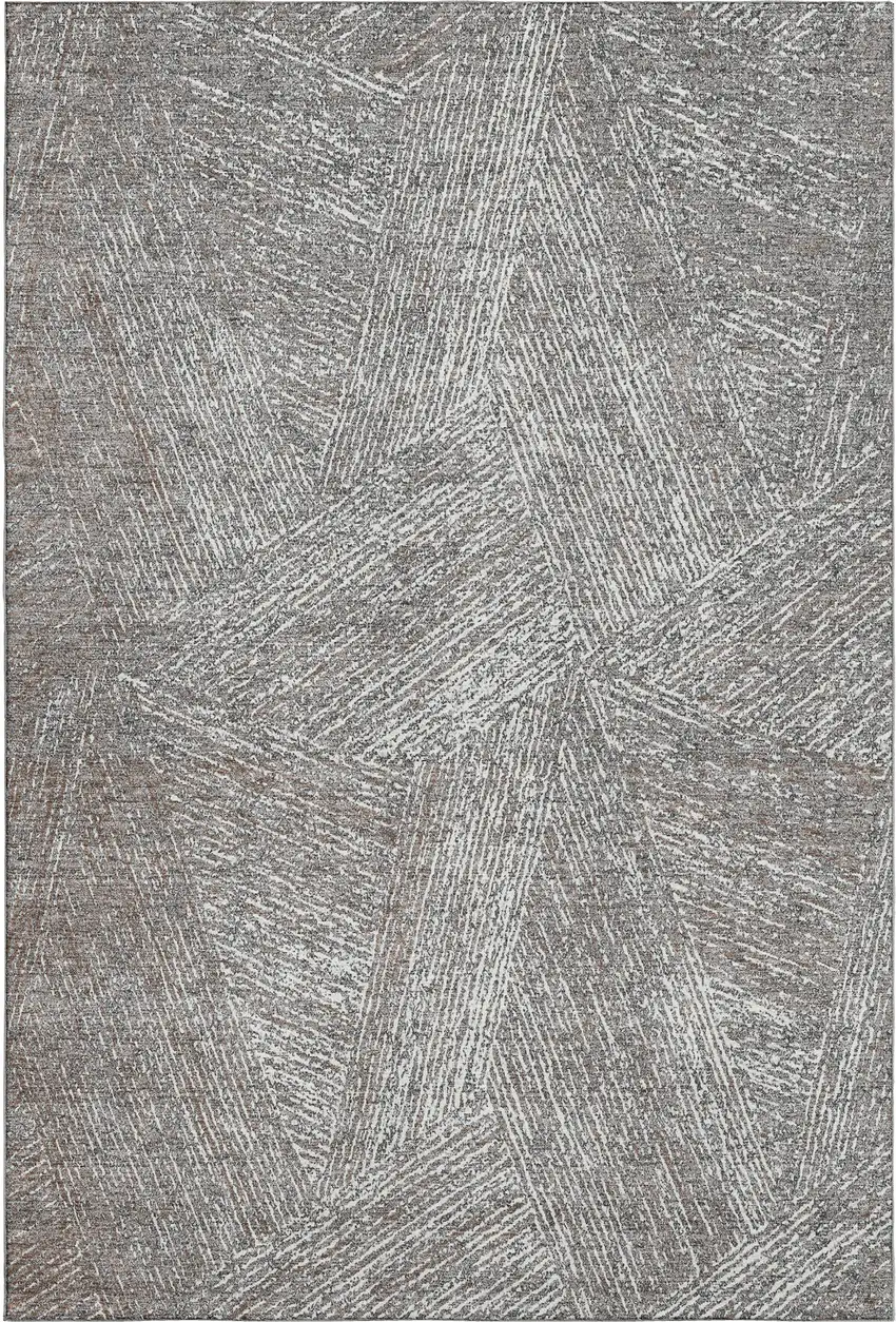 Gray And Silver Abstract Washable Area Rug With UV Protection Photo 3