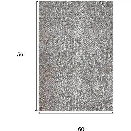 Gray And Silver Abstract Washable Area Rug With UV Protection Photo 9