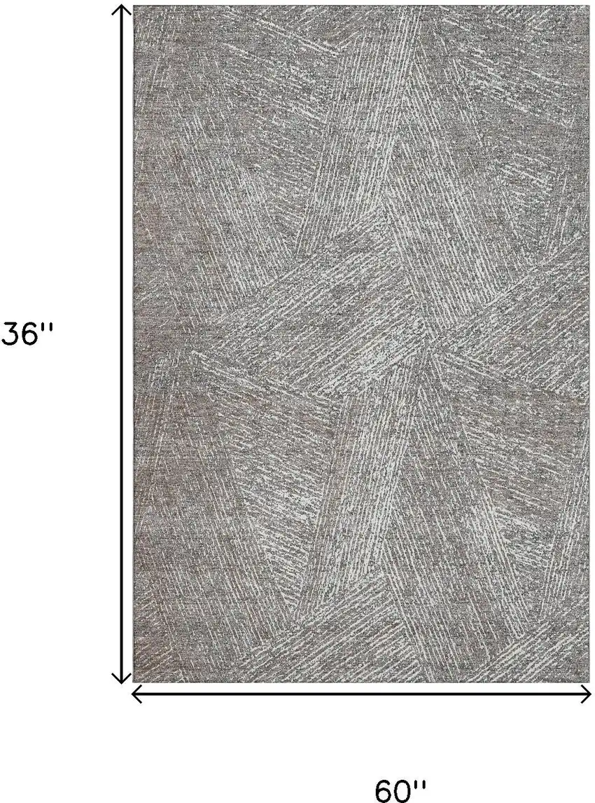 Gray And Silver Abstract Washable Area Rug With UV Protection Photo 9