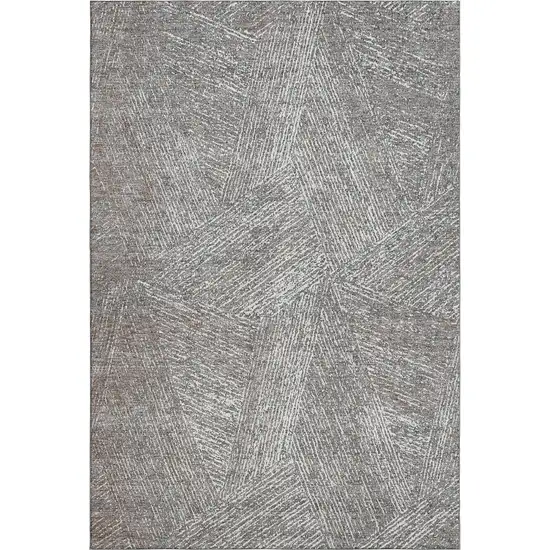 Gray And Silver Abstract Washable Area Rug With UV Protection Photo 3
