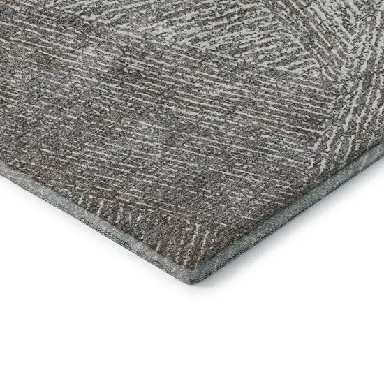 Gray And Silver Abstract Washable Area Rug With UV Protection Photo 5