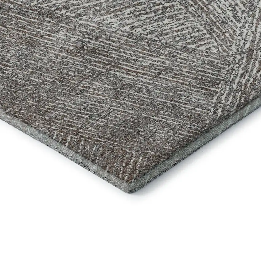 Gray And Silver Abstract Washable Area Rug With UV Protection Photo 5