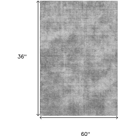 Gray And Silver Abstract Washable Area Rug With UV Protection Photo 8