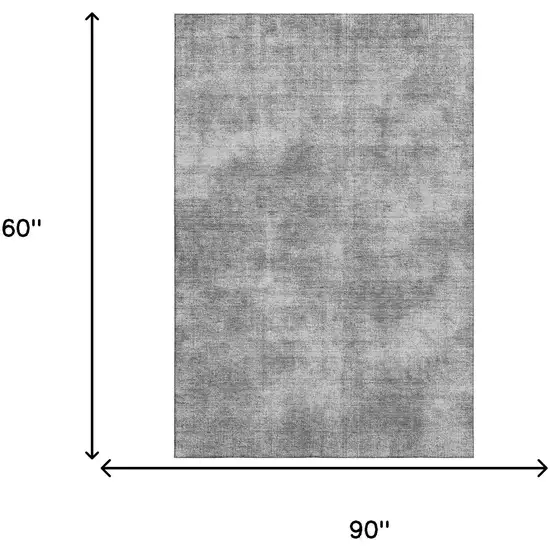 Gray And Silver Abstract Washable Area Rug With UV Protection Photo 6