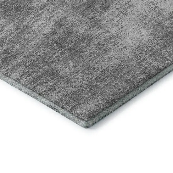 Gray And Silver Abstract Washable Area Rug With UV Protection Photo 8