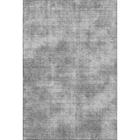 Gray And Silver Abstract Washable Area Rug With UV Protection Photo 6
