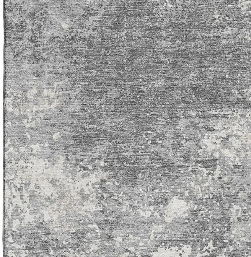 Gray And Silver Abstract Washable Area Rug With UV Protection Photo 3