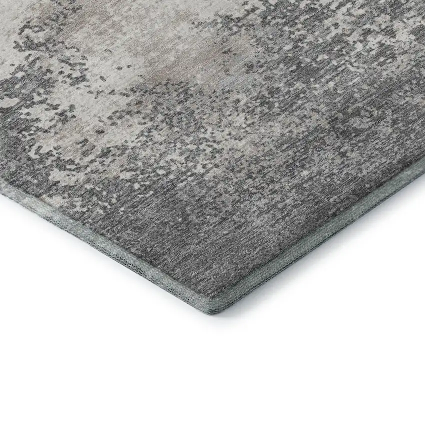 Gray And Silver Abstract Washable Area Rug With UV Protection Photo 7