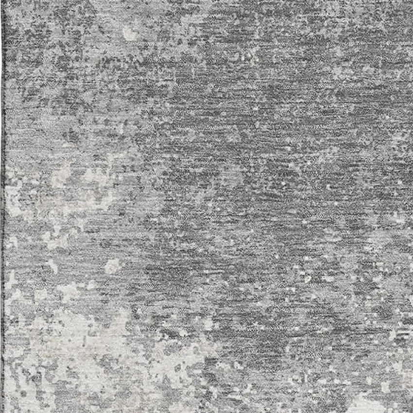 Gray And Silver Abstract Washable Area Rug With UV Protection Photo 2