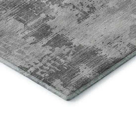 Gray And Silver Abstract Washable Area Rug With UV Protection Photo 7