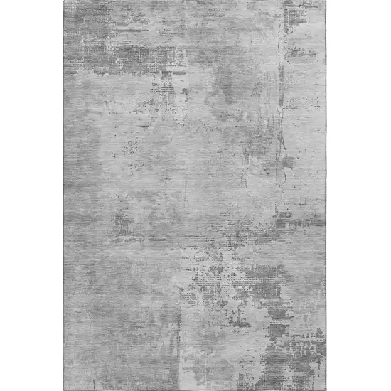 Gray And Silver Abstract Washable Area Rug With UV Protection Photo 3