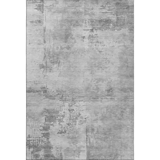 Gray And Silver Abstract Washable Area Rug With UV Protection Photo 1