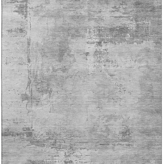 Gray And Silver Abstract Washable Area Rug With UV Protection Photo 3
