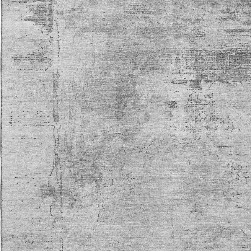 Gray And Silver Abstract Washable Area Rug With UV Protection Photo 2