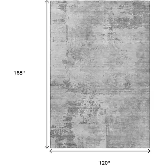 Gray And Silver Abstract Washable Area Rug With UV Protection Photo 9