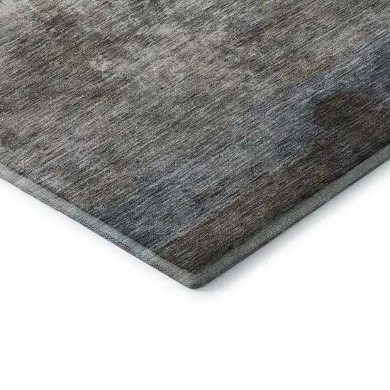 Gray And Silver Abstract Washable Area Rug With UV Protection Photo 7