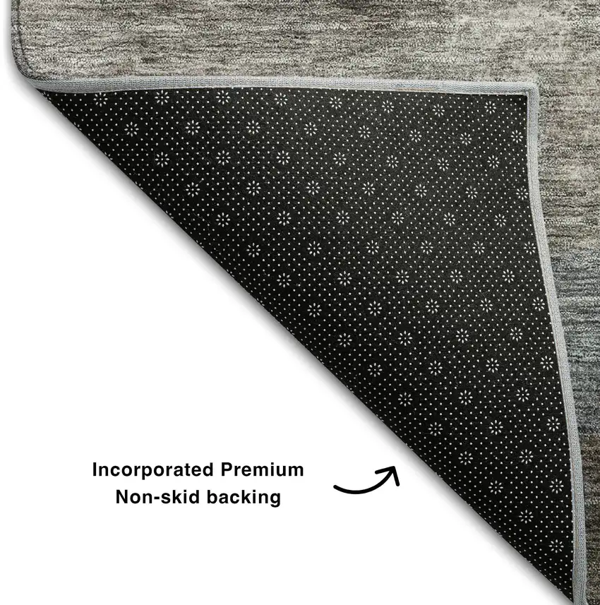 Gray And Silver Abstract Washable Area Rug With UV Protection Photo 6