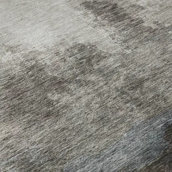 Gray And Silver Abstract Washable Area Rug With UV Protection Photo 9