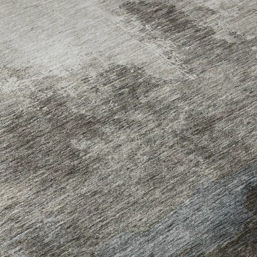 Gray And Silver Abstract Washable Area Rug With UV Protection Photo 9