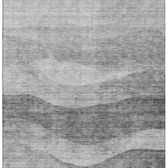 Gray And Silver Abstract Washable Area Rug With UV Protection Photo 5
