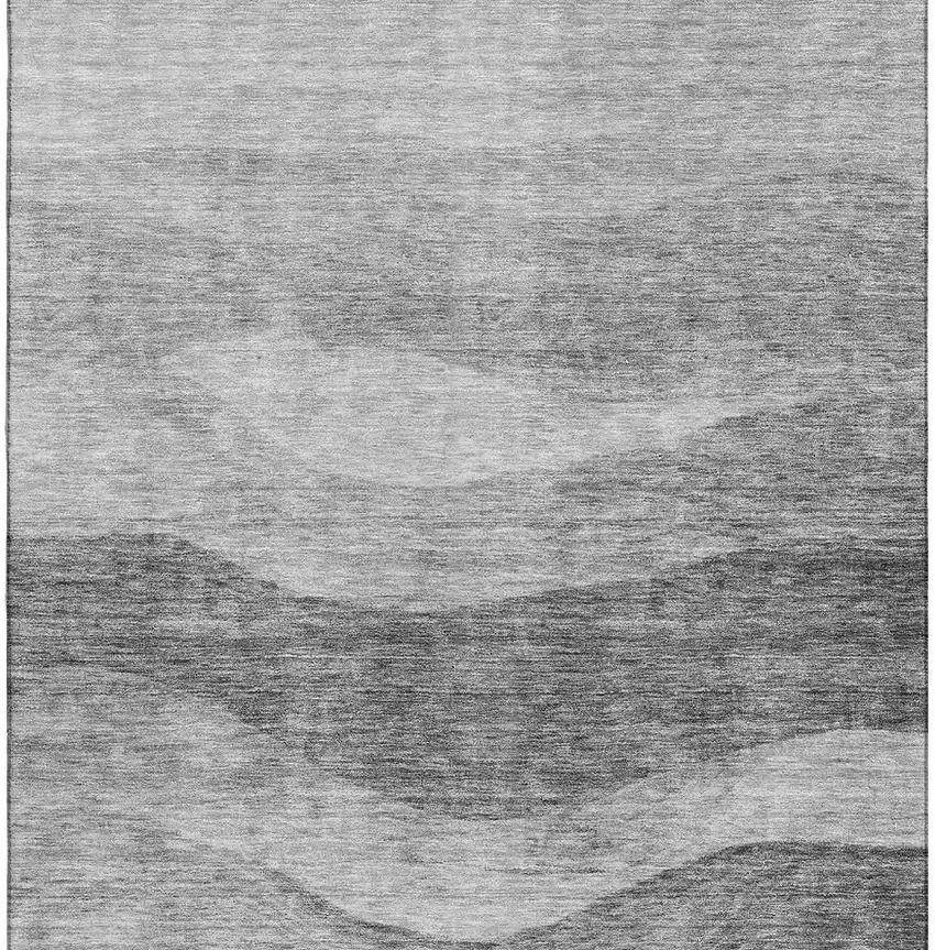 Gray And Silver Abstract Washable Area Rug With UV Protection Photo 5