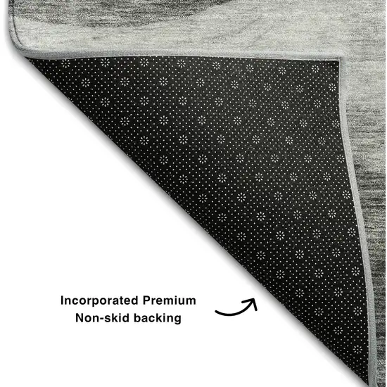 Gray And Silver Abstract Washable Area Rug With UV Protection Photo 6