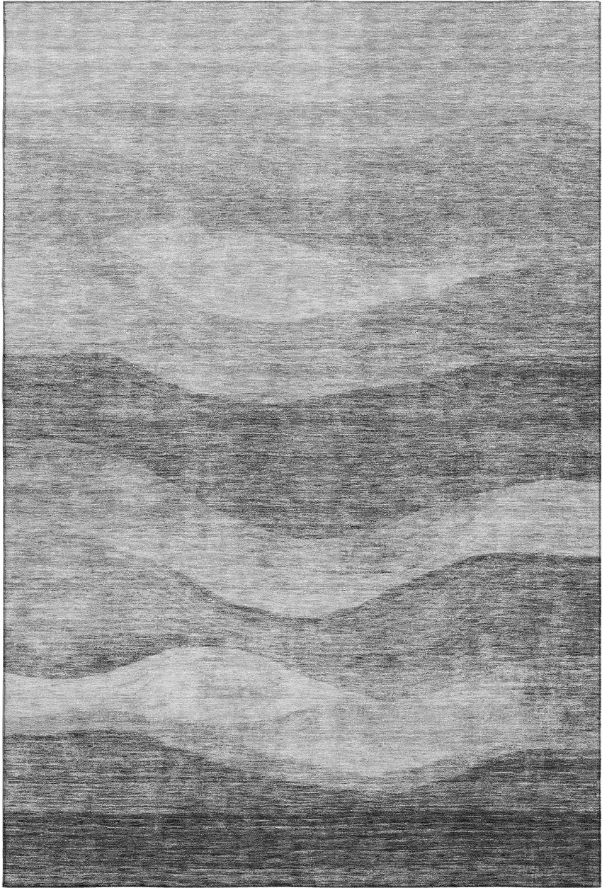 Gray And Silver Abstract Washable Area Rug With UV Protection Photo 5