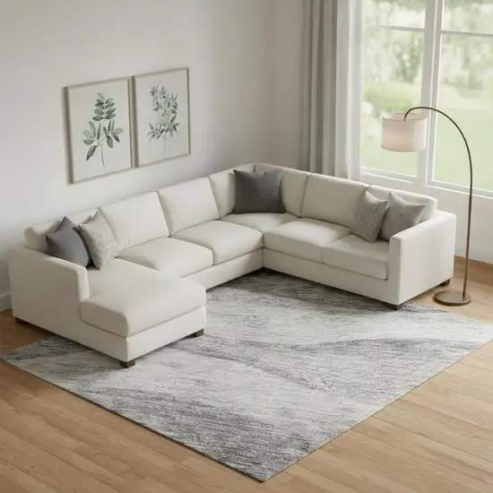 Gray And Silver Abstract Washable Area Rug With UV Protection Photo 2