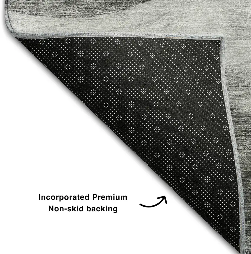 Gray And Silver Abstract Washable Area Rug With UV Protection Photo 6