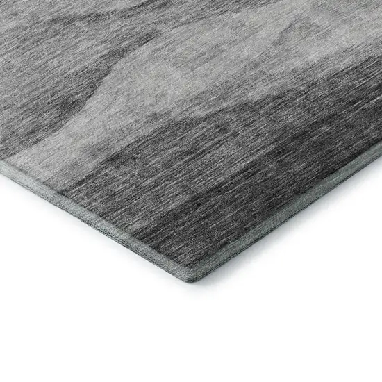 Gray And Silver Abstract Washable Area Rug With UV Protection Photo 7