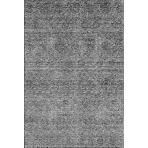 Photo of Gray And Silver Abstract Washable Area Rug With UV Protection
