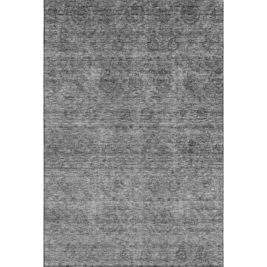 Gray And Silver Abstract Washable Area Rug With UV Protection Photo 1