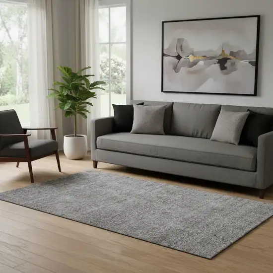 Gray And Silver Abstract Washable Area Rug With UV Protection Photo 2