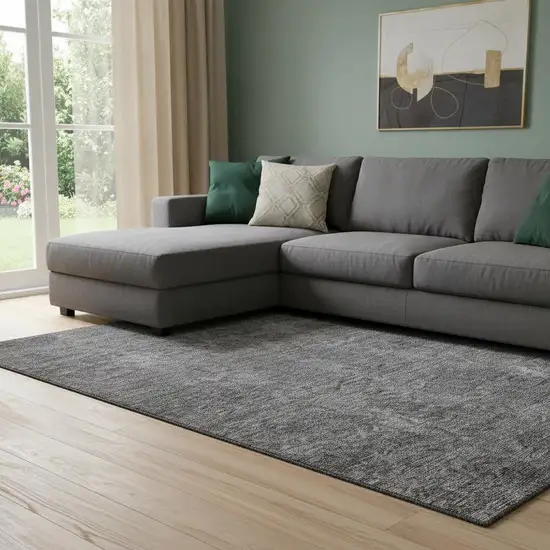 Gray And Silver Abstract Washable Area Rug With UV Protection Photo 2