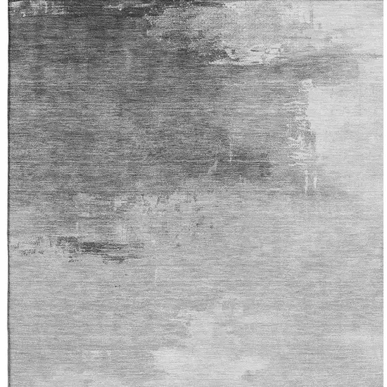 Gray And Silver Abstract Washable Area Rug With UV Protection Photo 2