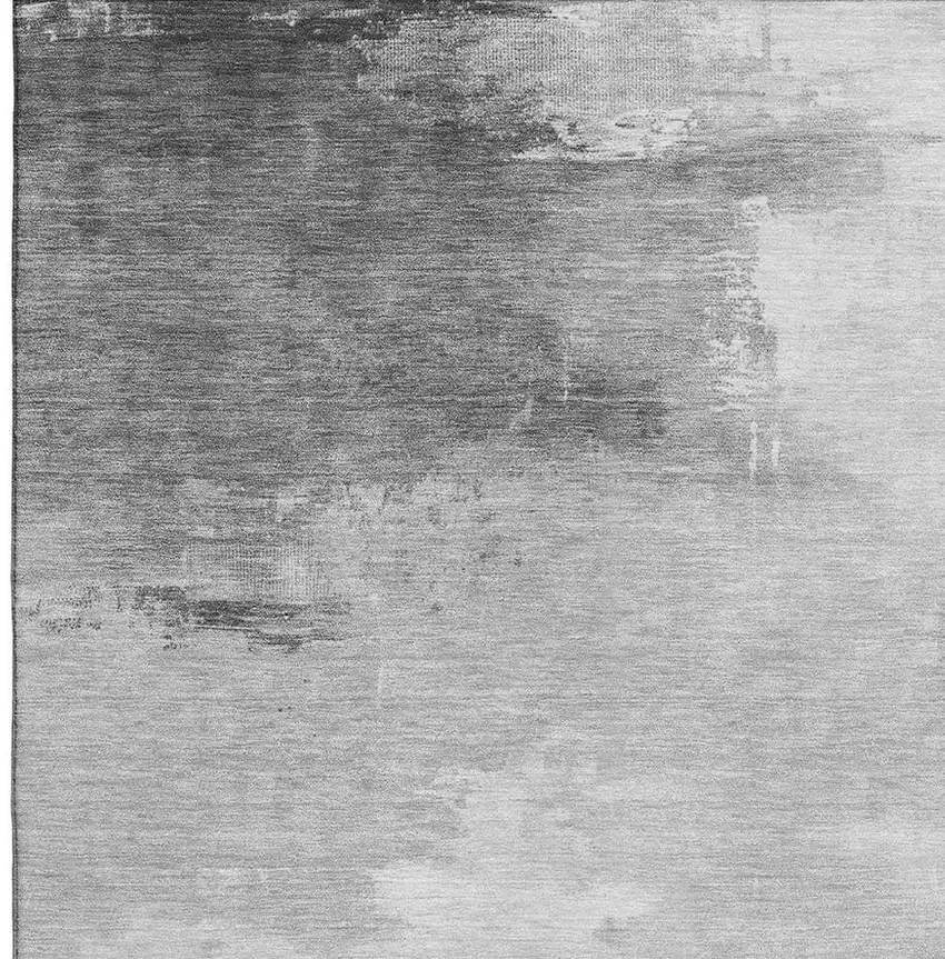 Gray And Silver Abstract Washable Area Rug With UV Protection Photo 2