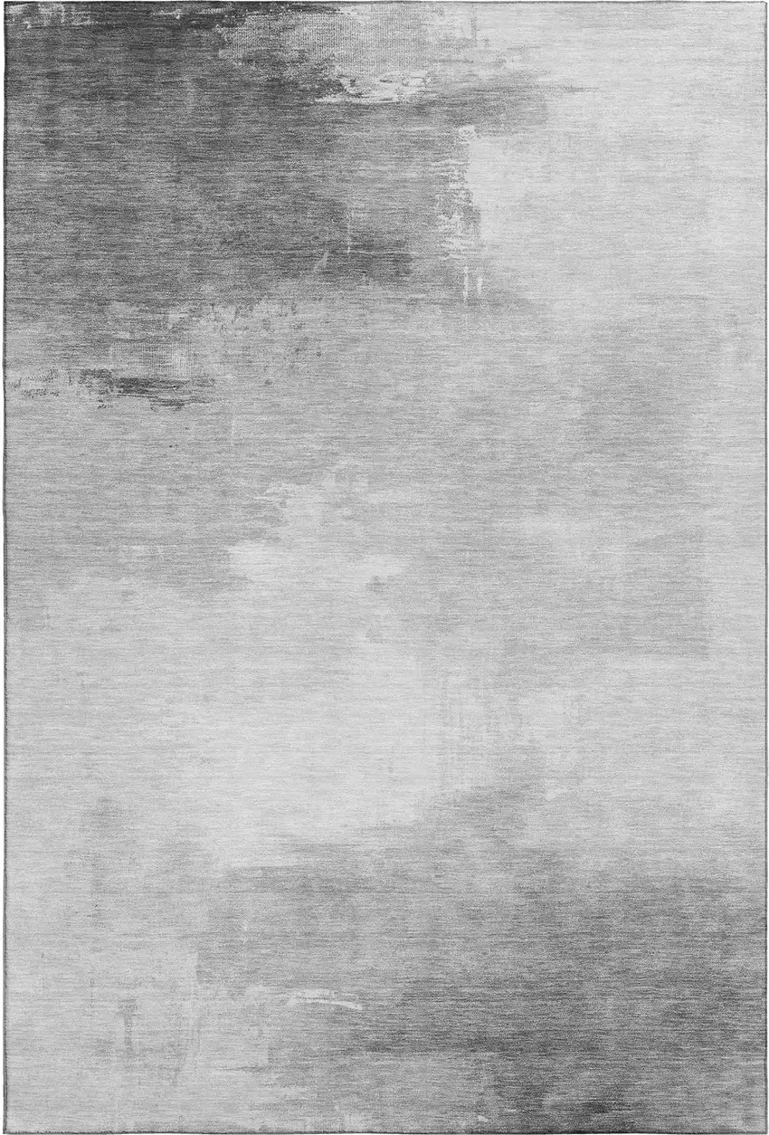 Gray And Silver Abstract Washable Area Rug With UV Protection Photo 1