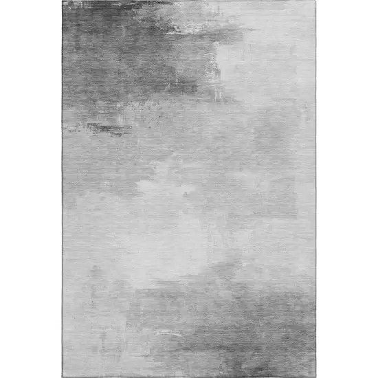 Gray And Silver Abstract Washable Area Rug With UV Protection Photo 1
