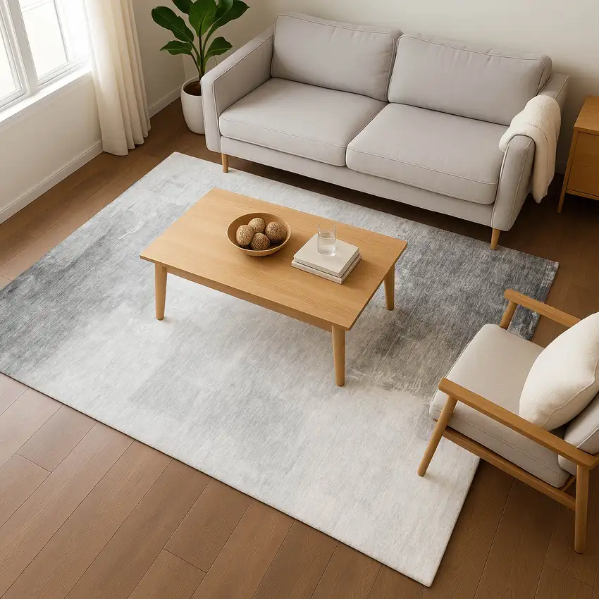 Gray And Silver Abstract Washable Area Rug With UV Protection Photo 5