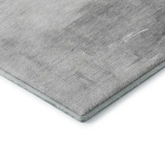 Gray And Silver Abstract Washable Area Rug With UV Protection Photo 7