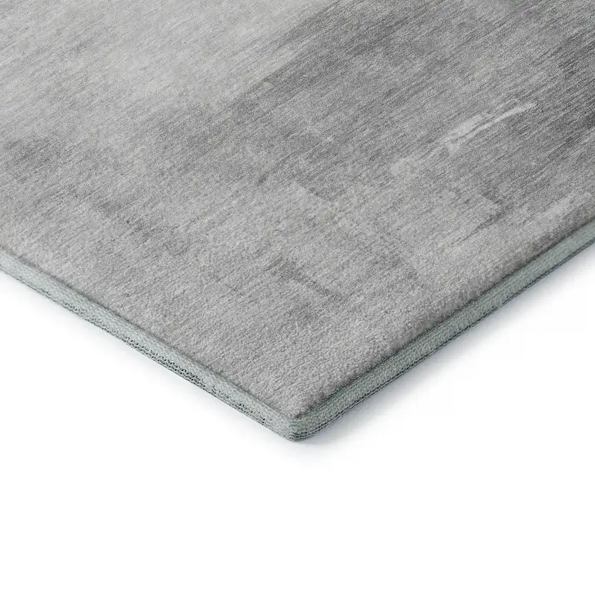 Gray And Silver Abstract Washable Area Rug With UV Protection Photo 7
