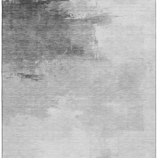 Gray And Silver Abstract Washable Area Rug With UV Protection Photo 3