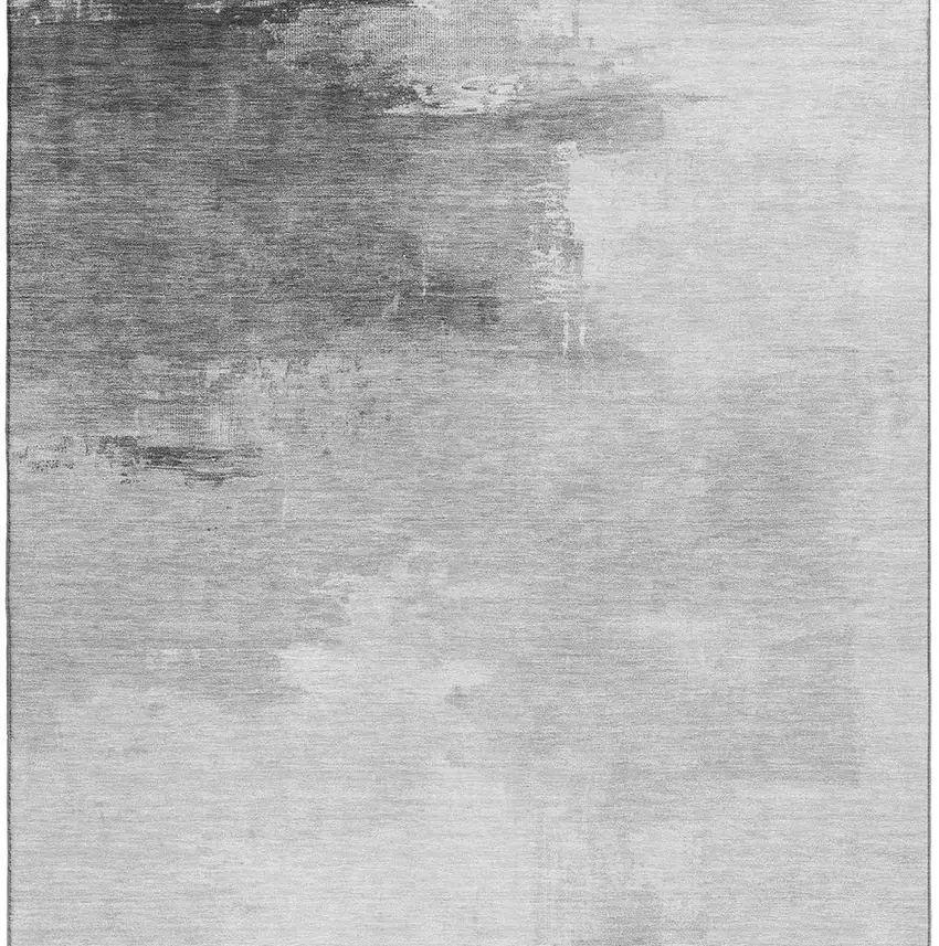 Gray And Silver Abstract Washable Area Rug With UV Protection Photo 3