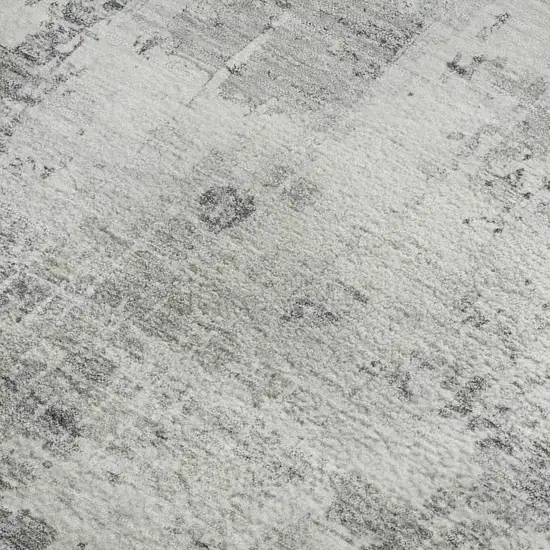 Gray And Silver Abstract Washable Area Rug With UV Protection Photo 2