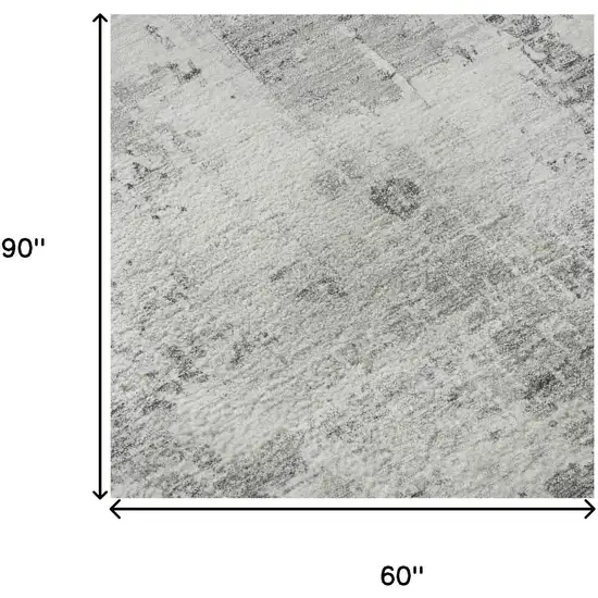 Gray And Silver Abstract Washable Area Rug With UV Protection Photo 8