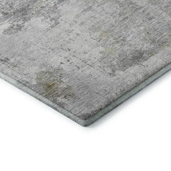 Gray And Silver Abstract Washable Area Rug With UV Protection Photo 6