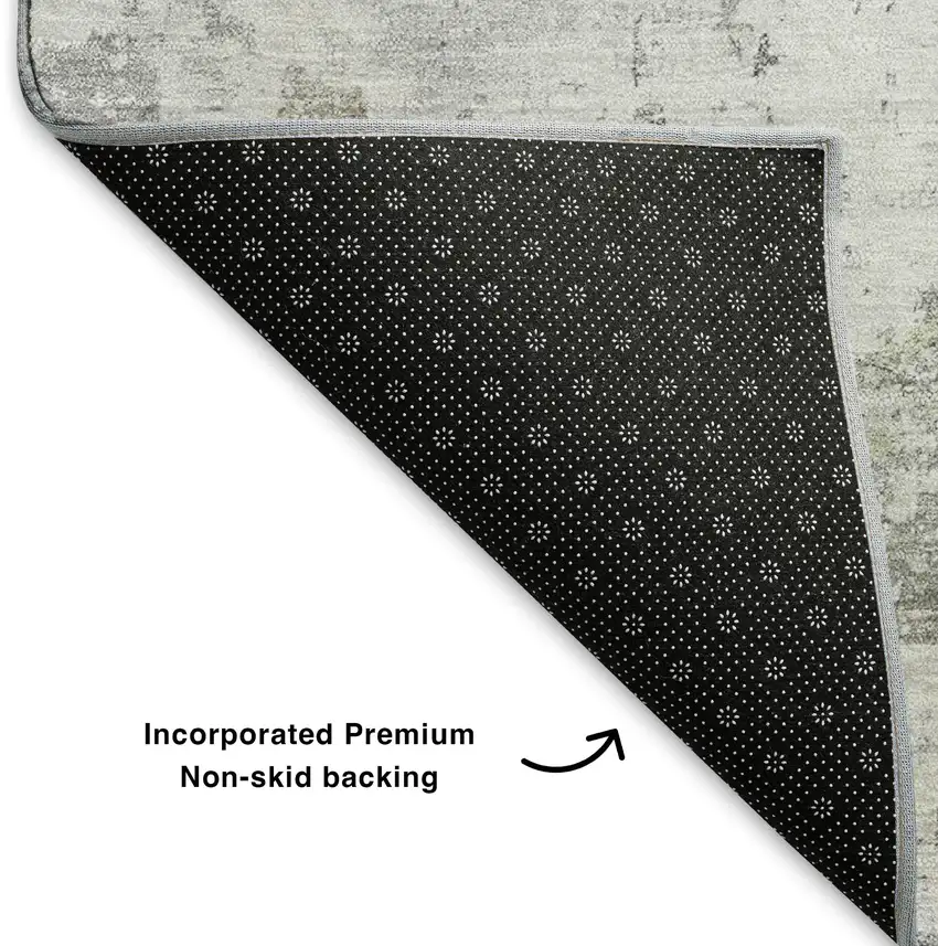 Gray And Silver Abstract Washable Area Rug With UV Protection Photo 5